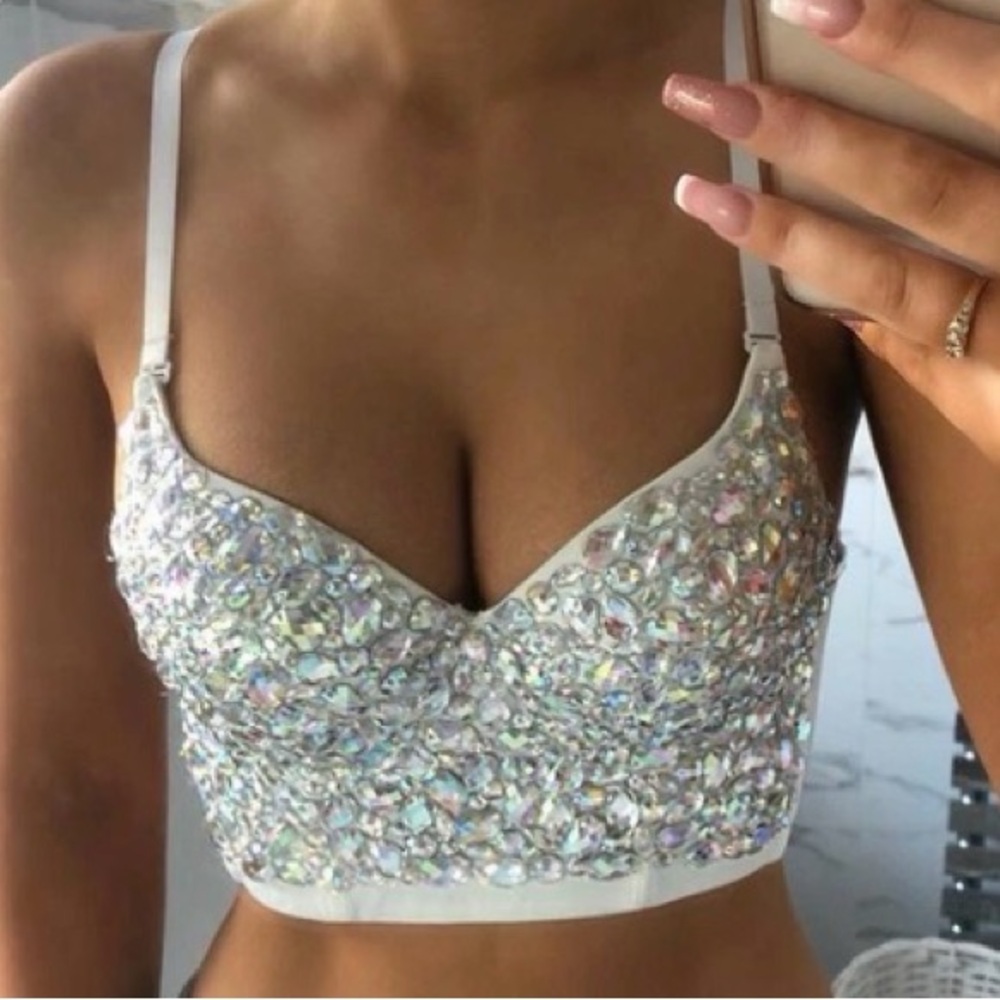 Never Worn Sparkling Rhinestone Crop Top